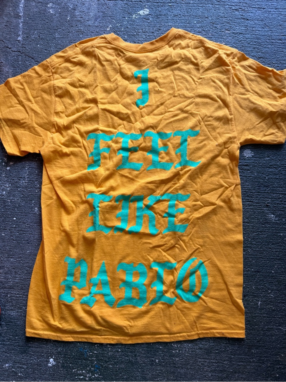 Feel Like Pablo Graphic Tee –Yellow / Turquoise – Size M